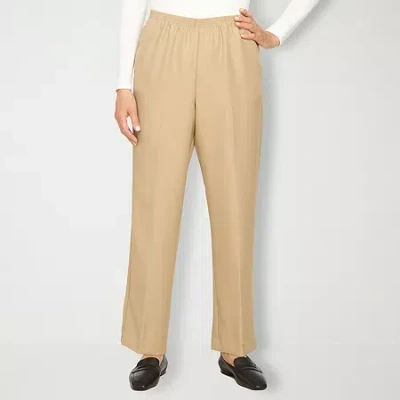 Alfred Dunner Classics Womens Straight Mid Rise Pull-on Pant In Sand