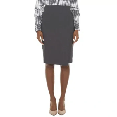 Worthington Suiting Womens Mid Rise Pencil Skirt In Gray