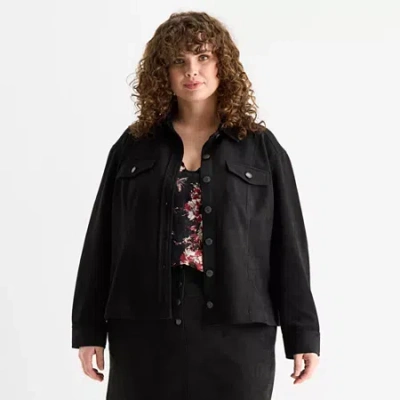 Frye And Co Womens Plus Lightweight Shirt Jacket In Black