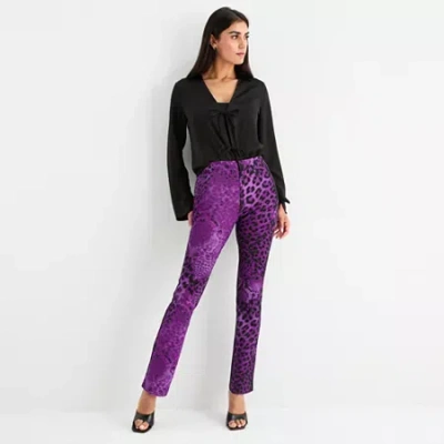 Bold Elements Womens Bootcut Mid Rise Trouser In Purple
