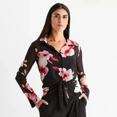 Bold Elements Womens Fitted Long Sleeve Regular Fit Button-down Shirt In Black