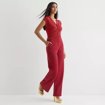 Bold Elements Womens Wide Leg Mid Rise Trouser In Red