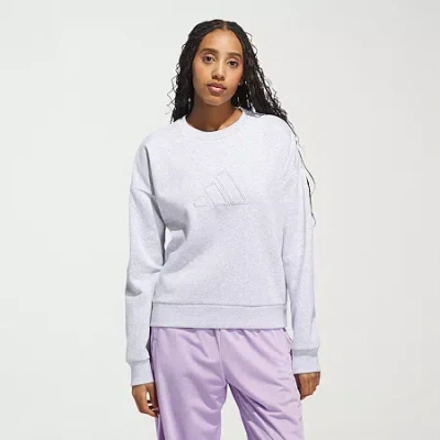 Adidas Originals Womens Crew Neck Long Sleeve Sweatshirt In Gray