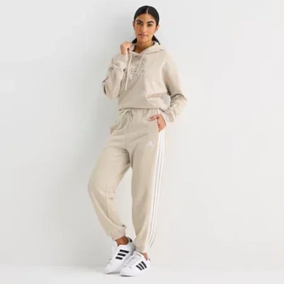 Adidas Originals Womens Straight Mid Rise Fleece Active Jogger Pant In Sand