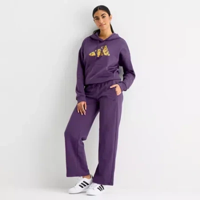 Adidas Originals Womens Straight Mid Rise Fleece Sweatpant In Purple