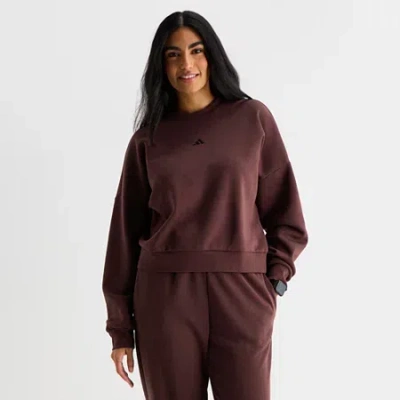 Adidas Originals Womens Crew Neck Long Sleeve Sweatshirt In Brown