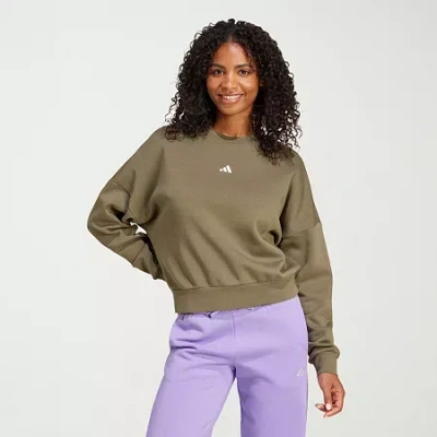 Adidas Originals Womens Crew Neck Long Sleeve Sweatshirt In Green
