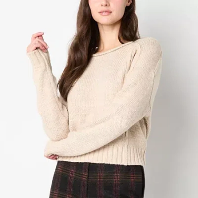 Worthington Womens Crew Neck Long Sleeve Pullover Sweater In Brown