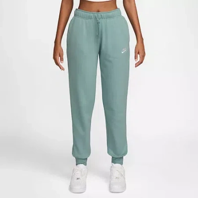 Nike Club Womens Drawstring Waist Cuffed Mid Rise Fleece Active Jogger Pant In Green