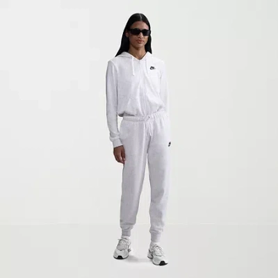 Nike Club Womens Drawstring Waist Cuffed Mid Rise Fleece Active Jogger Pant In Gray