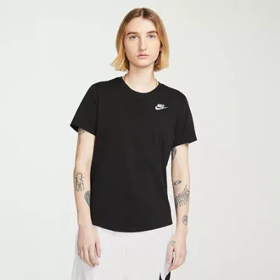 Nike Club Womens Crew Neck Short Sleeve Active T-shirt In Black