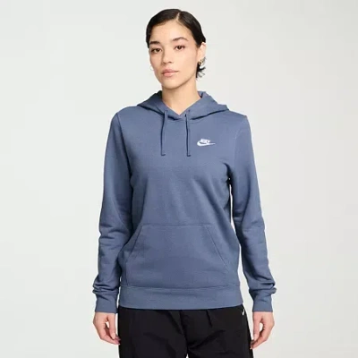 Nike Club Womens Long Sleeve Fleece Active Hoodie In Blue