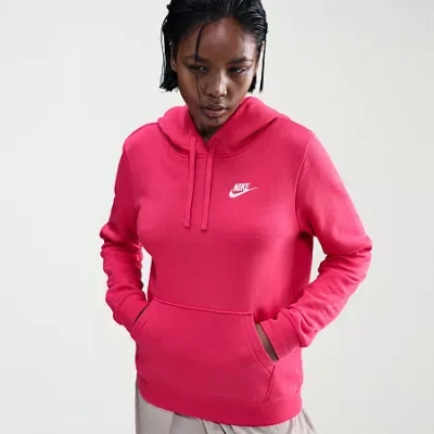 Nike Club Womens Long Sleeve Fleece Active Hoodie In Pink
