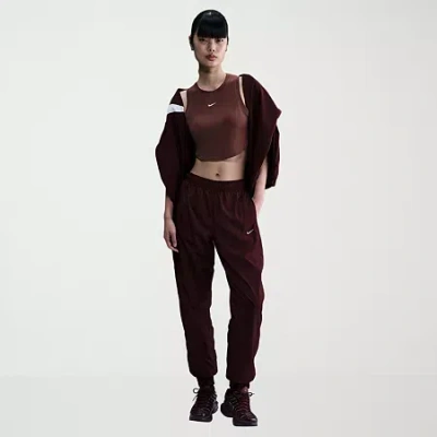 Nike Womens Drawstring Waist Lightweight Cinched Mid Rise Active Jogger Pant In Red