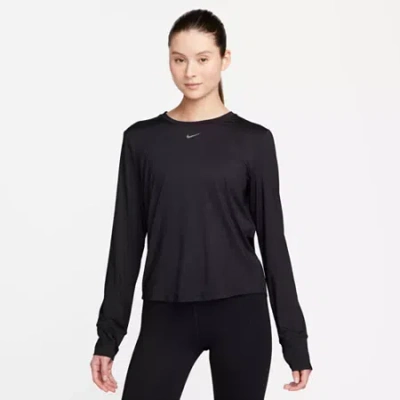 Nike Womens Crew Neck Long Sleeve Quick Dry Active T-shirt In Black