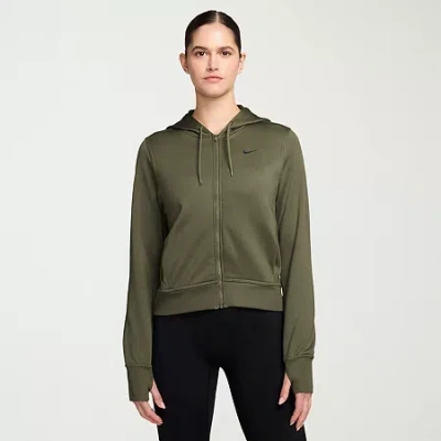 Nike Therma-fit Womens Long Sleeve Fleece Zipper Active Hoodie In Multi