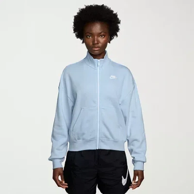 Nike Club Womens Fleece Midweight Track Jacket In Blue