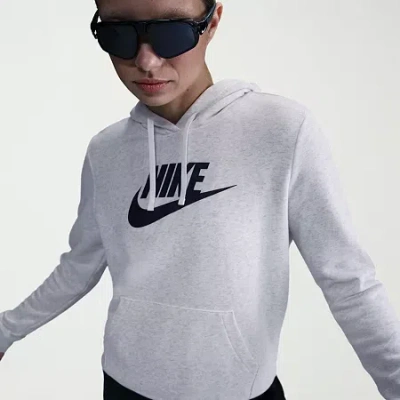 Nike Club Womens Long Sleeve Lined Fleece Active Hoodie In Gray