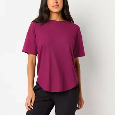 Xersion Womens Rib Round Neck Short Sleeve T-shirt In Red