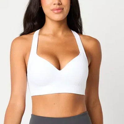 Xersion Womens Low Support Seamless Cross Back Sports Bra In White