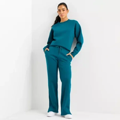 Xersion Womens Super Soft Fleece Straight Leg Sweatpant In Green