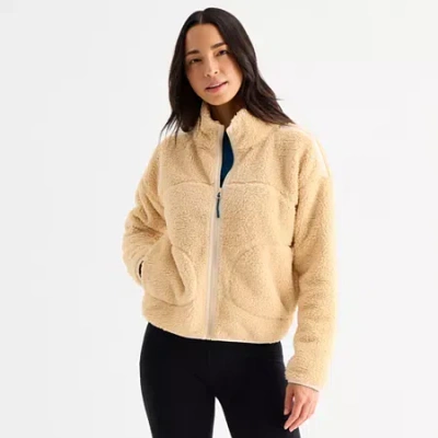 Xersion Womens Heavyweight Novelty Sherpa Softshell Jacket In Sand