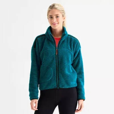 Xersion Womens Heavyweight Novelty Sherpa Softshell Jacket In Green