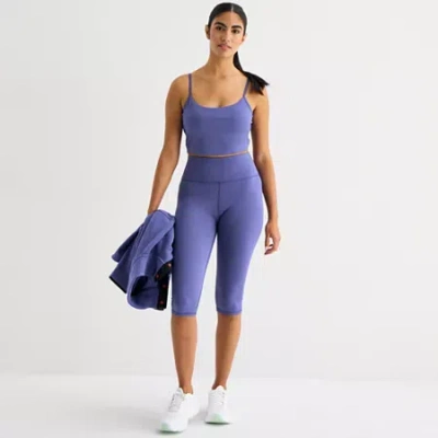 Xersion Twist Cutout Long Line Bra In Blue