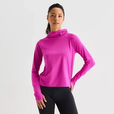 Xersion Everultra Womens Hooded Long Sleeve Active T-shirt In Pink