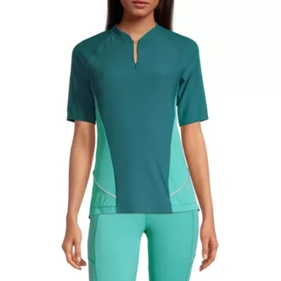 Xersion Womens Mock Neck Short Sleeve Jersey In Blue