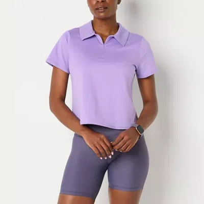Xersion Everultra-lite Womens Short Sleeve Zip Polo Shirt In Purple