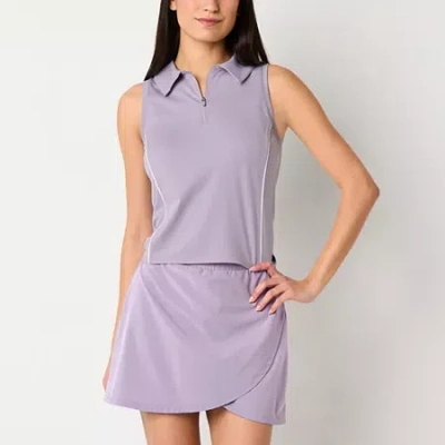 Xersion Everultra-lite Womens Sleeveless Zip Polo Shirt In Purple