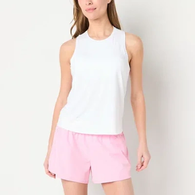 Xersion Everyday Womens High Neck Sleeveless Shelf Bra Tank Top In White