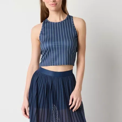 Xersion Everultra-lite Womens High Neck Sleeveless Active Crop Top In Blue