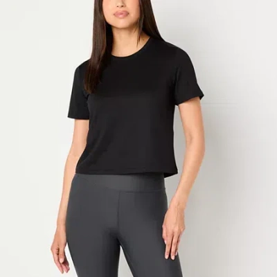 Xersion Everyday Womens Crew Neck Short Sleeve Quick Dry Active T-shirt In Black