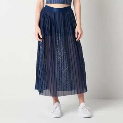 Xersion Womens Mesh Pleated Skirt In Blue