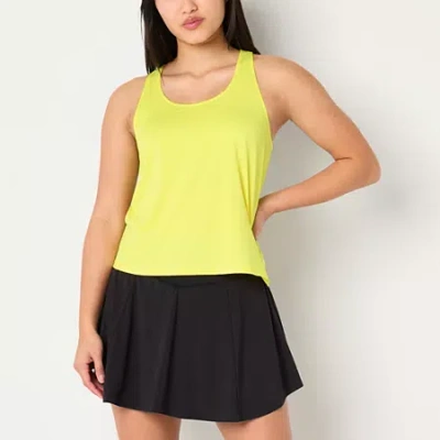 Xersion Womens Mesh Scoop Neck Sleeveless Performance Tank Top In Yellow