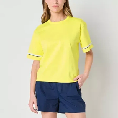 Xersion Womens Cotton Crew Neck Short Sleeve T-shirt In Yellow