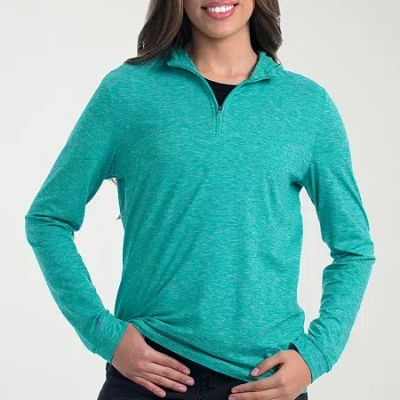 Antigua Spring 2025 Womens Hooded Long Sleeve Active Quarter-zip Pullover Sweater In Green