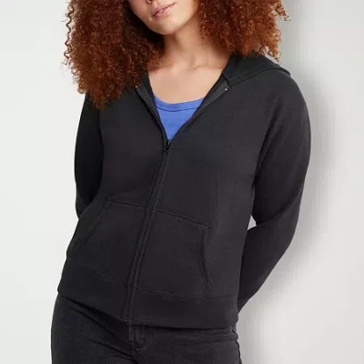 Hanes Womens Long Sleeve Zipper Active Hoodie In Black