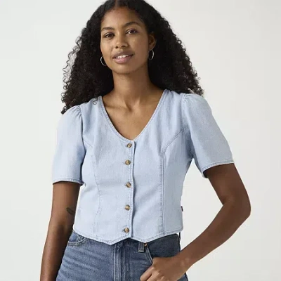 Levi 's Womens Short Sleeve Moxie Blouse In Blue