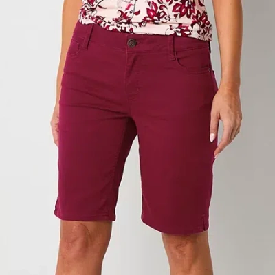 Liz Claiborne Sara Womens 11" Mid Rise Bermuda Short In Red