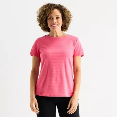 Liz Claiborne Womens Crew Neck Short Sleeve T-shirt In Pink