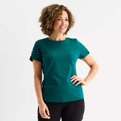 Liz Claiborne Womens Crew Neck Short Sleeve T-shirt In Blue