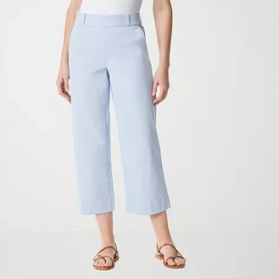 Gloria Vanderbilt Amanda Shape Effect Womens High Rise Wide Leg Cropped Pants In Blue