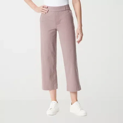 Gloria Vanderbilt Amanda Shape Effect Womens High Rise Wide Leg Cropped Pants In Brown