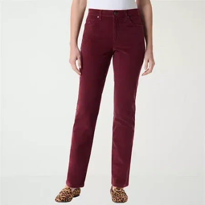 Gloria Vanderbilt Womens High Rise Straight Corduroy Pant In Red