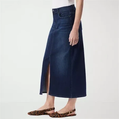 Gloria Vanderbilt Womens High Rise Long Denim Skirt In Blue