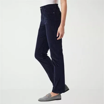 Gloria Vanderbilt Womens High Rise Straight Corduroy Pant In Blue