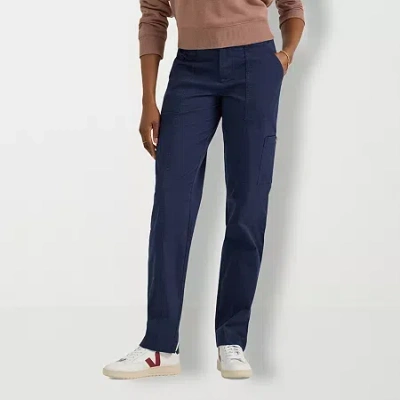 Lee Ultra Lux Womens Stretch Fabric Straight Mid Rise Cargo Pant In Blue